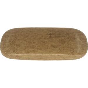 Eyeglass Case Hard Clam Shell Beige Vinyl Velvet  Holder Unisex Protective Pouch